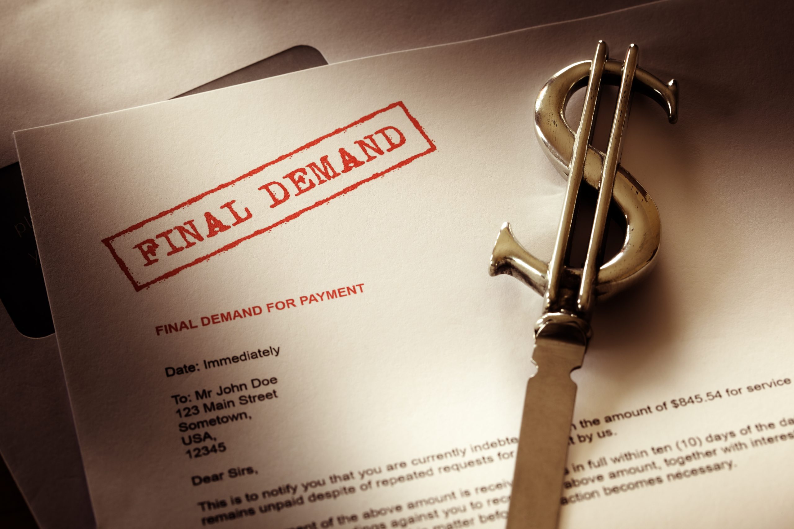 Final Demand. Stop debt collection calls